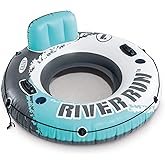 INTEX 56825EP River Run 1 Inflatable Floating Lounge: Comfortable Backrest – Built-in Cup Holders – Durable Grab Handles – Al