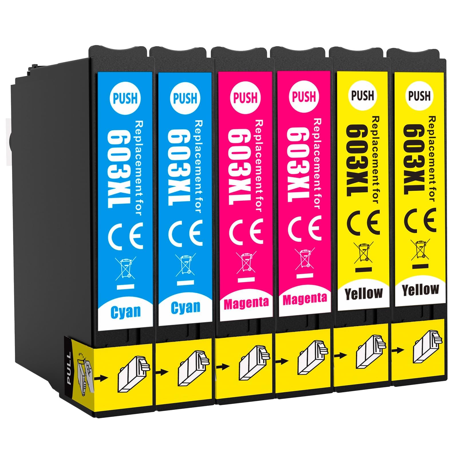 JoyPrinting 603XL Ink Cartridges Replacement for Epson 603 XL Ink Cartridges for Epson XP-2100 XP-2105 XP-3100 XP-3105 XP-4100 XP-4105 WF-2810DWF WF-2830DWF WF-2835DW Printer 6-Pack
