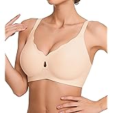 VRCOMFY Jelly Wireless Bras for Women Push Up Seamless Deep V No Underwire Bras Comfortable Tshirt Bralettes Everyday Bras