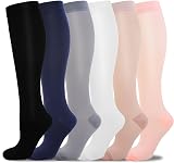 LEOSTEP Compression Socks 6 Pairs 20-30 mmHg for Men Women Solid S M