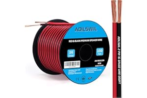 ADILSWIL 16AWG 150FT Speaker Wire, 2 Conductors Electrical Red Black Cable Hookup LED Lighting Strips Flexible Wire Extension Cord 16 Gauge Copper Clad Aluminum Copper Wire 12V/24V DC Cable