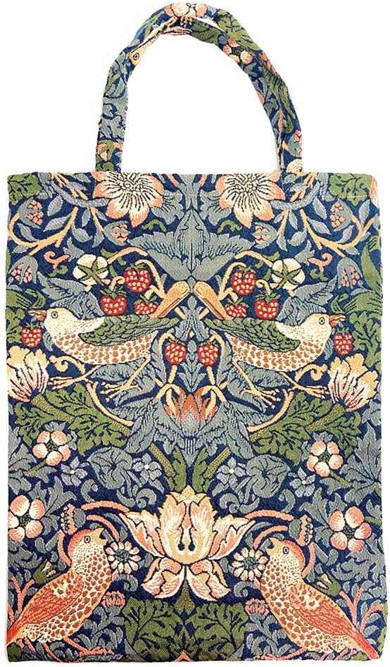 Signare Tapestry Reusable Grocery Eco-Friendly Shopping Tote Bag with William Morris Design (Strawberry Thief Blue, ECO-STBL)