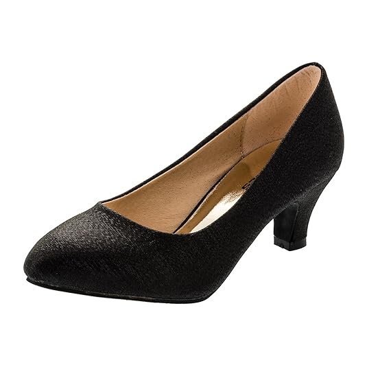 Festliche Mädchen Pumps Ballerina Schuhe Absatz Glitzer in vielen Farben