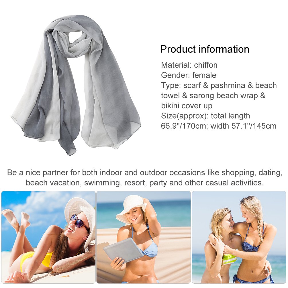VBIGER Womens Girls Chiffon Beach Cover Up Sarong Bikini Cover Up Scarf Shawl Wrap Pashmina