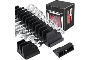 LEETAT 42-Tool Magnetic Wrench Organizer, Wrench Holder for Tool Drawer Storage, Wrench Organizer for Tool Box - Wrench Rack with Metric & SAE Label. Gift for Father, Brother and Boyfriend(Black)