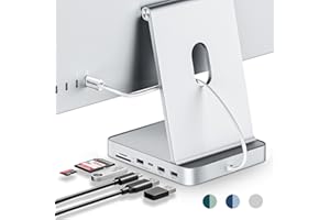 USB C Hub for iMac 24 inch 2021/2023, Minisopuru USB Hub Adapter Support M.2 NVMe SSD, iMac USB Hub for iMac M1/M3, iMac Accessories with USB C 10Gbps, USB A 3.2, SD/TF, M.2 SSD(Not Included), Silver.