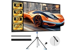 HYZ Projector Screen with Stand - 100" Indoor/Outdoor 16:9, 4K HD PVC Screen with 1.5 Gain, 2IN1 for Backyard Theater & Wall Hanging, Includes Carry Bag