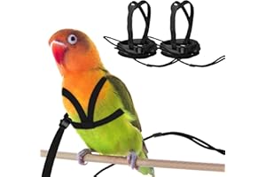 HOKABLE 2 pcs Pet Parrot Bird Harness and Leash, Adjustable Training Design Anti-Bite, Outdoor Flying Training Rope Kit for Bird Parrots Fits Birds Chest Between24-51cm /9.45-20inch - M (Black