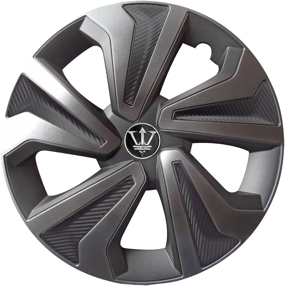 Street Rhino 15'' Carbon/Metallic Grey Hamilton Wheel Covers/Rims x4 Designed For Mitsubishi FTO