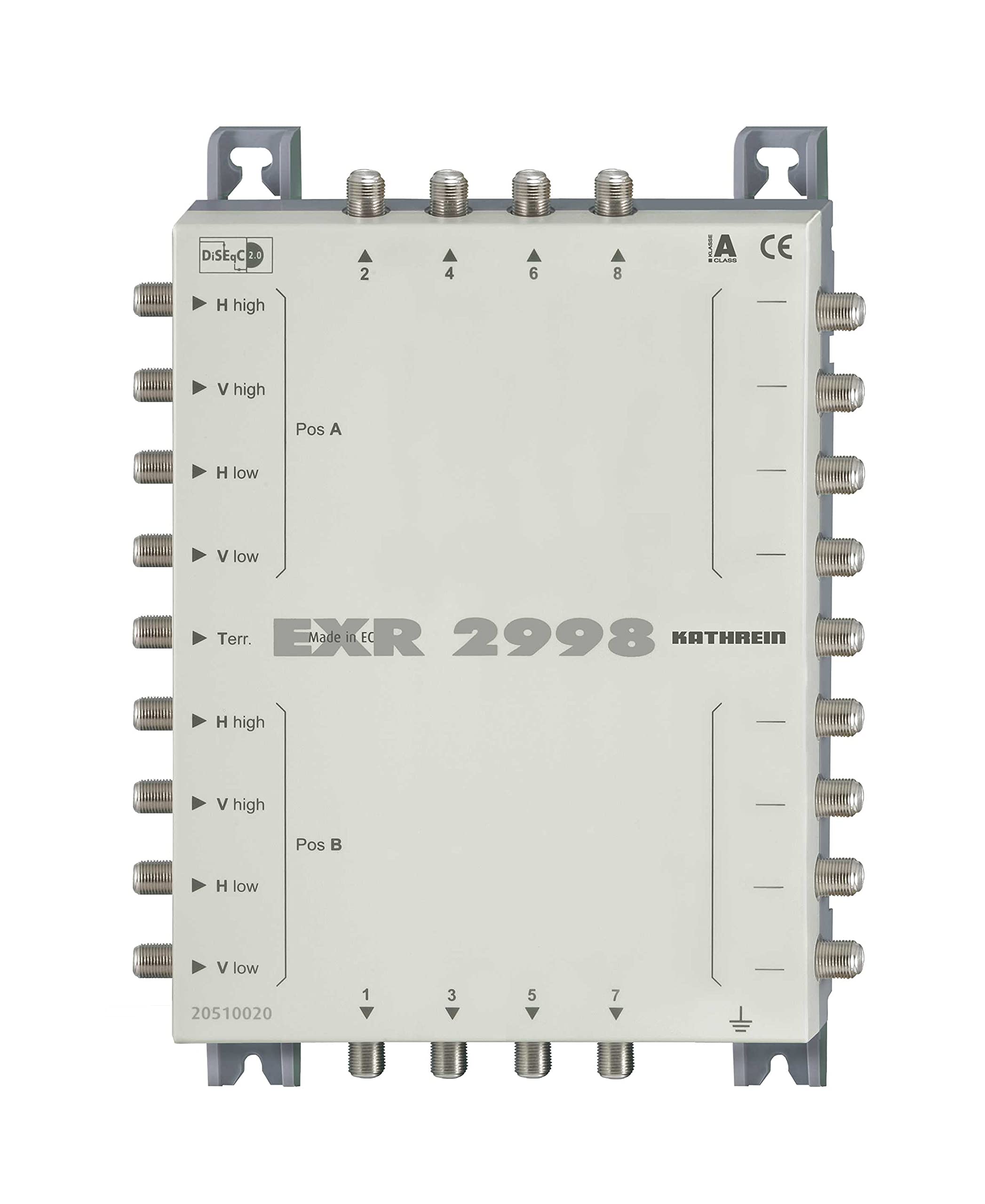 Kathrein EXR 2998 Satellite IF Distribution System Multi-Switch 2 Satellites, 8 Subscriber Connections, Cascade, Class A