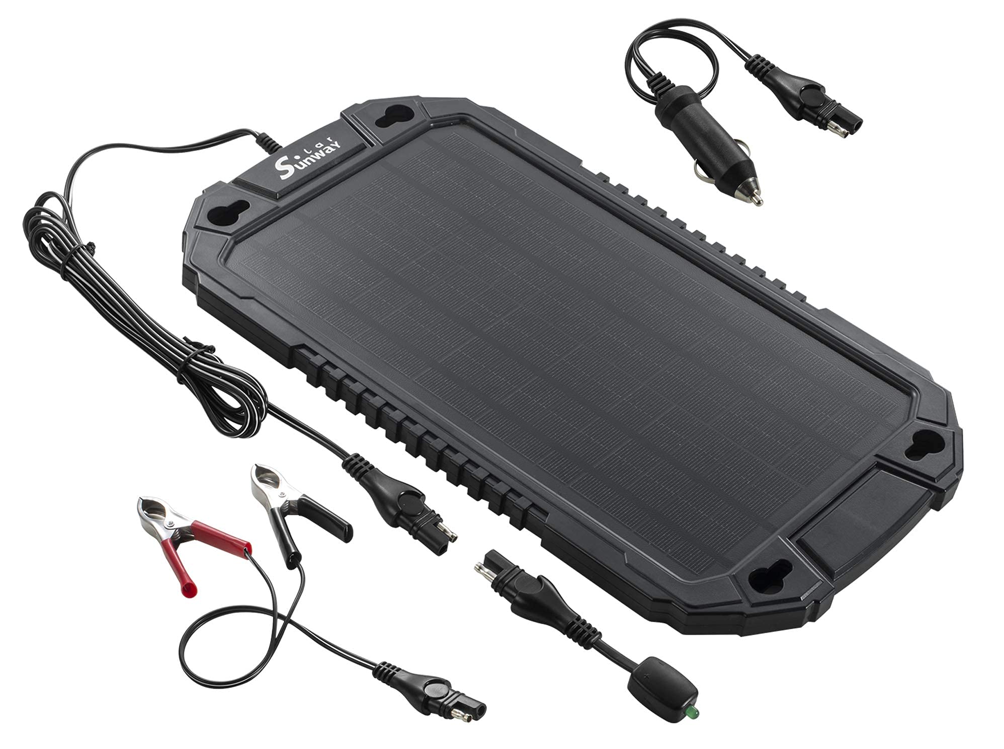 Sunway Solar Car Battery Trickle Charger & Maintainer 12Volt 8W Solar Panel Power Charger kit Portable Waterproof for Automotive RV Marine Boat Truck Motorcycle Trailer Tractor Powersports Snowmobile
