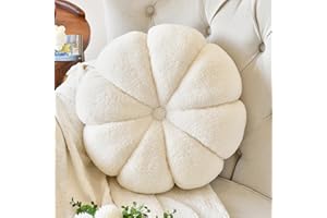 Ddliury Round Throw Pillow, 17.7" Round Couch Pillows Pumpkin Decorative Pillows for Couch Bed Sofa Chair, Soft White Aesthetic Circle Floor Seat Cushion Home Decor Pillow for Bedroom Living Room