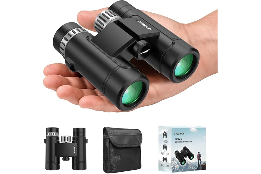 Compact Binoculars for Adults 10x26 High Powered, Pocket Binoculars for Bird Watching, Waterproof BAK4 FMC, Lightweight One-Handed Use