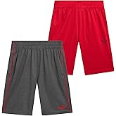 PUMA Boys Athletic Shorts - 2 Pack Active Performance Mesh Basketball Shorts for Boys (Sizes: 4-20)