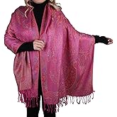 TZ Promise Women Paisley Pashmina Shawl Wrap Colorful Pattern Embroidered Reversible Winter Scarf
