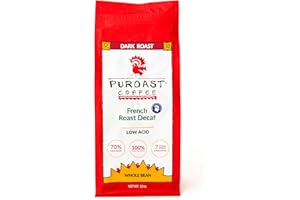 PUROAST COFFEE Puroast Low Acid Whole Bean Coffee, Premium Decaf French Roast, High Antioxidant, 12 Ounce Bag