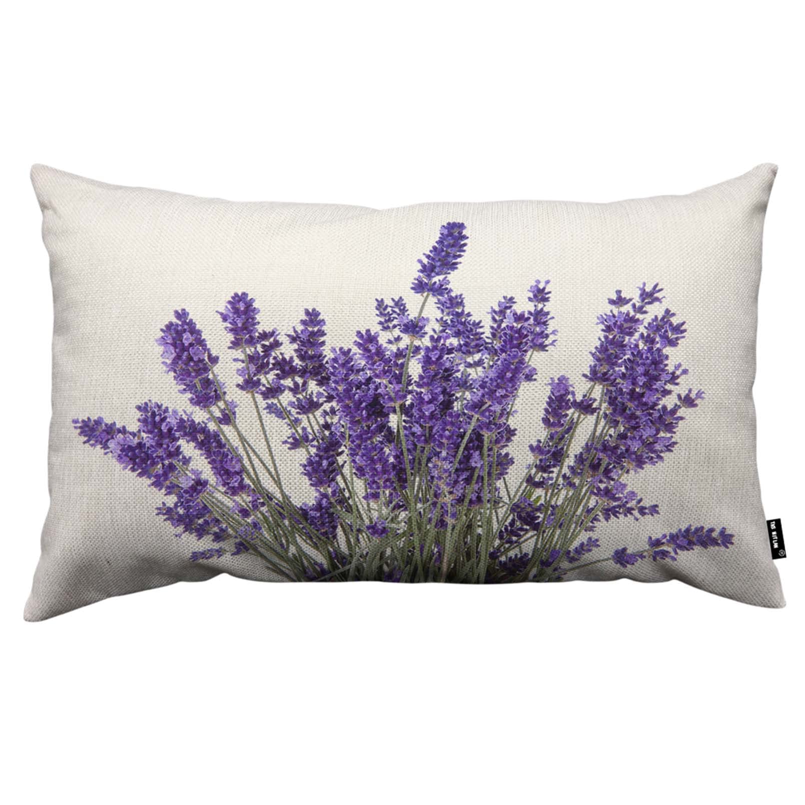 Photo 1 of TKS MITLAN Lavender Flowers Throw Pillow Case Cushion Cover Purple Blooming Flower Linen Couch Bed Sofa Car Waist Cushion Cover 12 x 20 inch