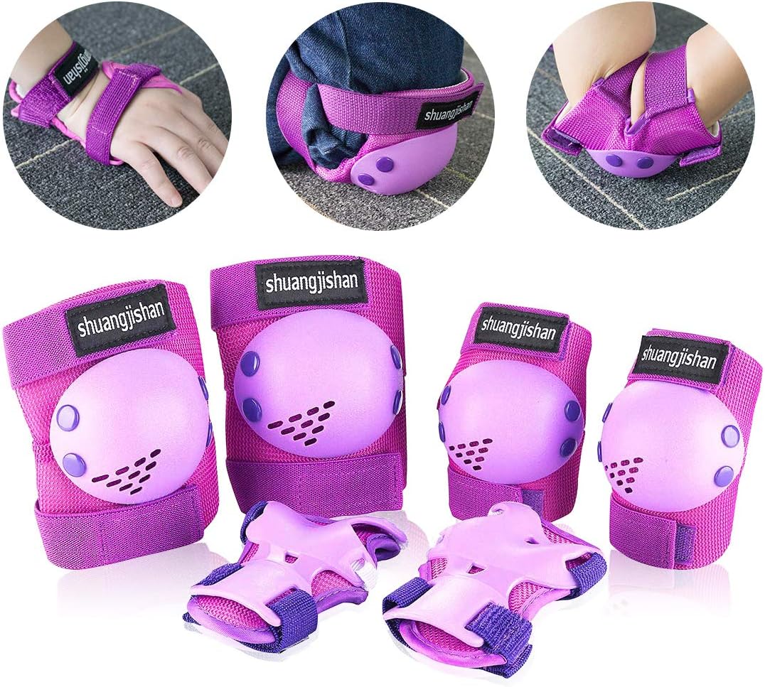 Kids/Youth/Child/Children Knee Pads, Elbow Pads Wrist Guards, Adjustable Protective Gear Set for Exercising Rollerblade Roller Skates Cycling BMX Bike Skateboard Inline Skatings Scooter Riding Sports