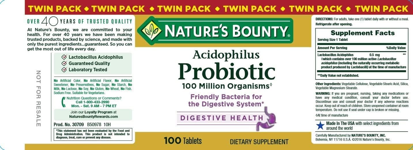 Natures Bounty Probiotics Dietary Supplement Supports Digestive and
