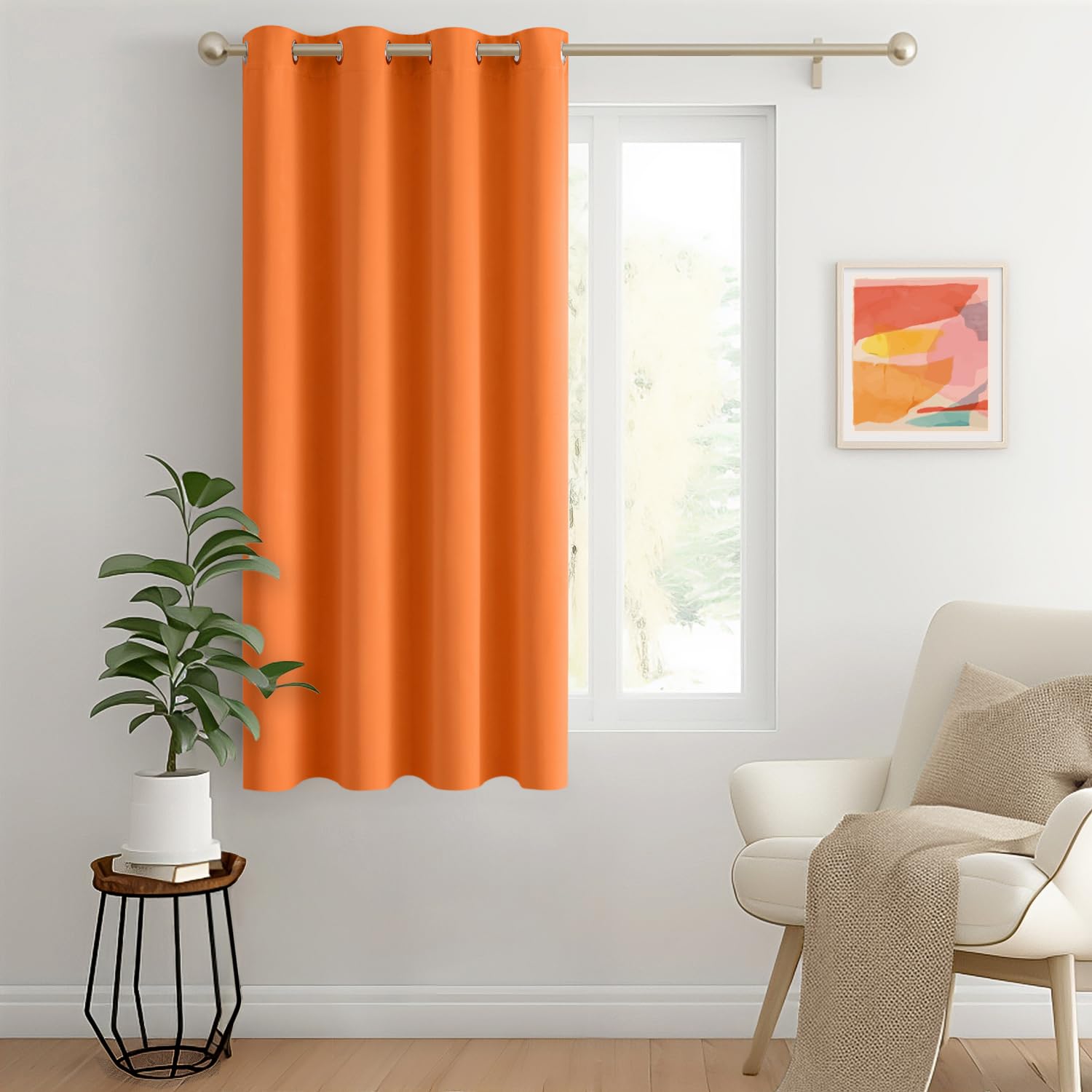 MIULEE Blackout Curtain for Living Room, Super Soft Black Out Curtain with Eyelet, Thermal Insulated Room Darkening Window Drape for Bedroom W55 X L69 inch Orange, 1 Panel