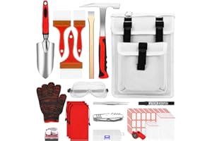 A PEERLESS SHOVEL 19pcs Geology tool kits，Rock mining tools，Rock hounding tools with exquisite accessory matching，Geological hammer and Foldable shovel (red1)