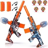 2 Pack Gel Ball Blaster Splatter Toys with 60000+ Gel Balls | 90Ft, 12 Rounds/Sec High Power with Rechargeable Batteries, Line, Goggles and Target, Splat Toys for Boys Girls Ages 14+