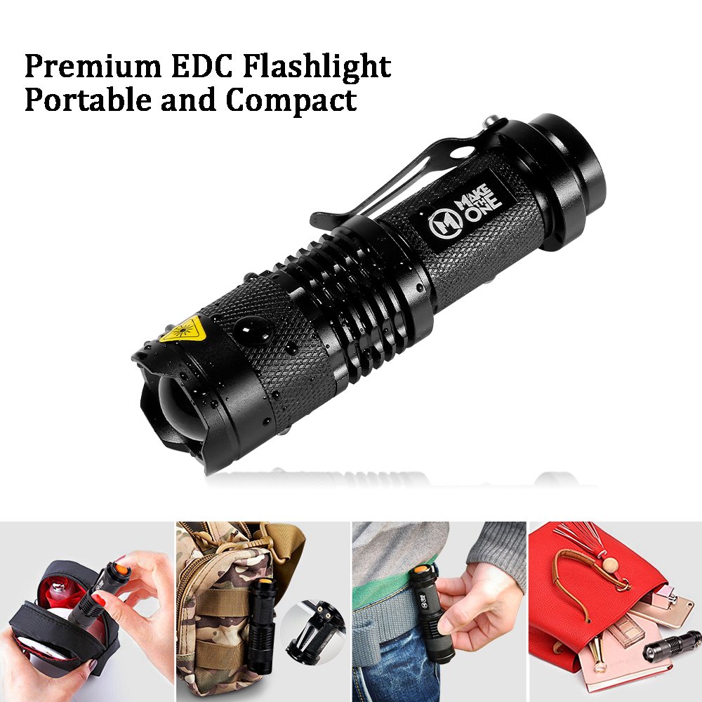 10 Pack Small EDC LED Flashlight 7W 350 Lumen Tactical Zoomable Pocket Torch