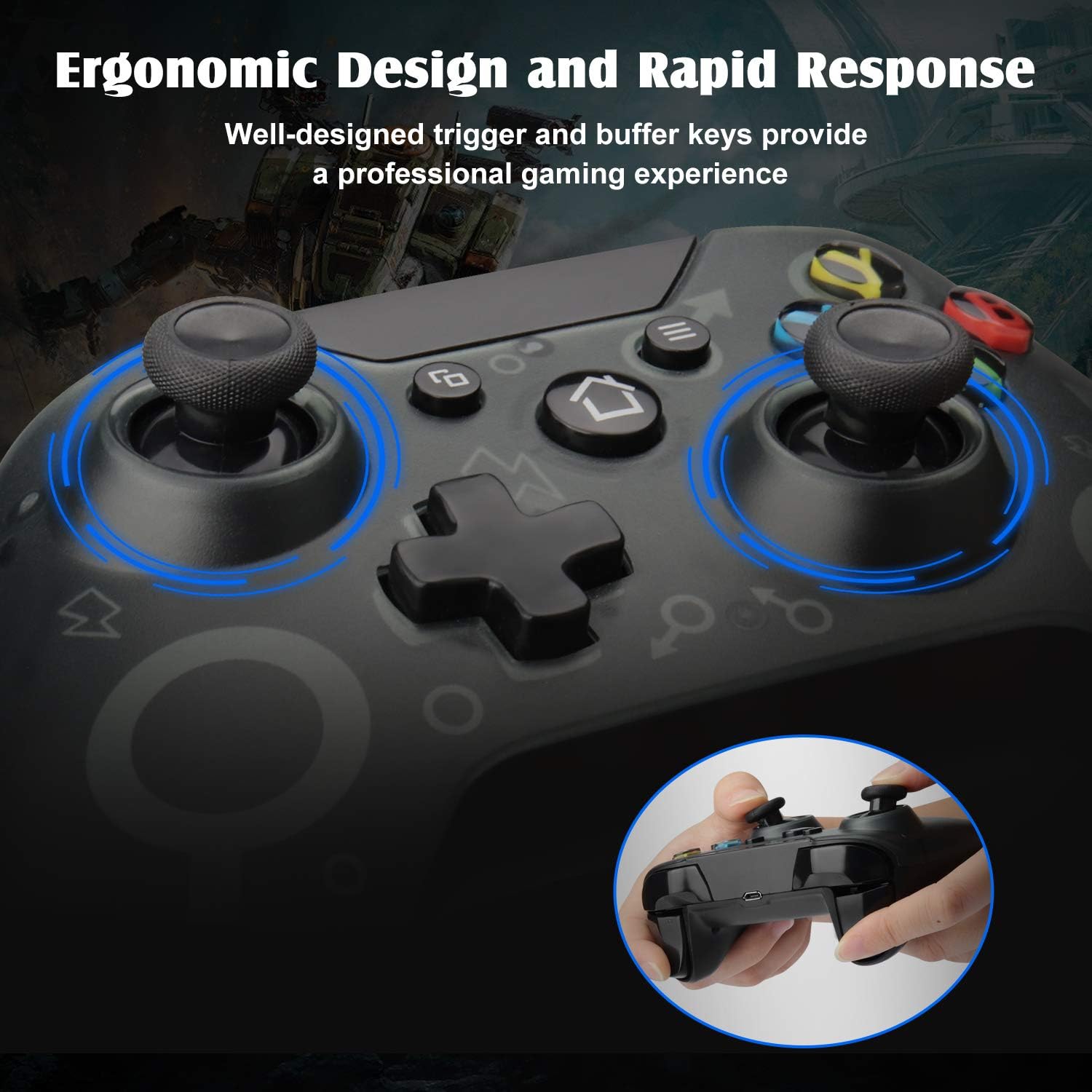[2020 Newest Version] Xbox One Wireless Controller, W&O Wireless PC Gamepad with 2.4GHZ Wireless Adapter, Compatible with Xbox One/One S/One X/P3 Host/Windows 7/8/10 (Black): Computers & Accessories