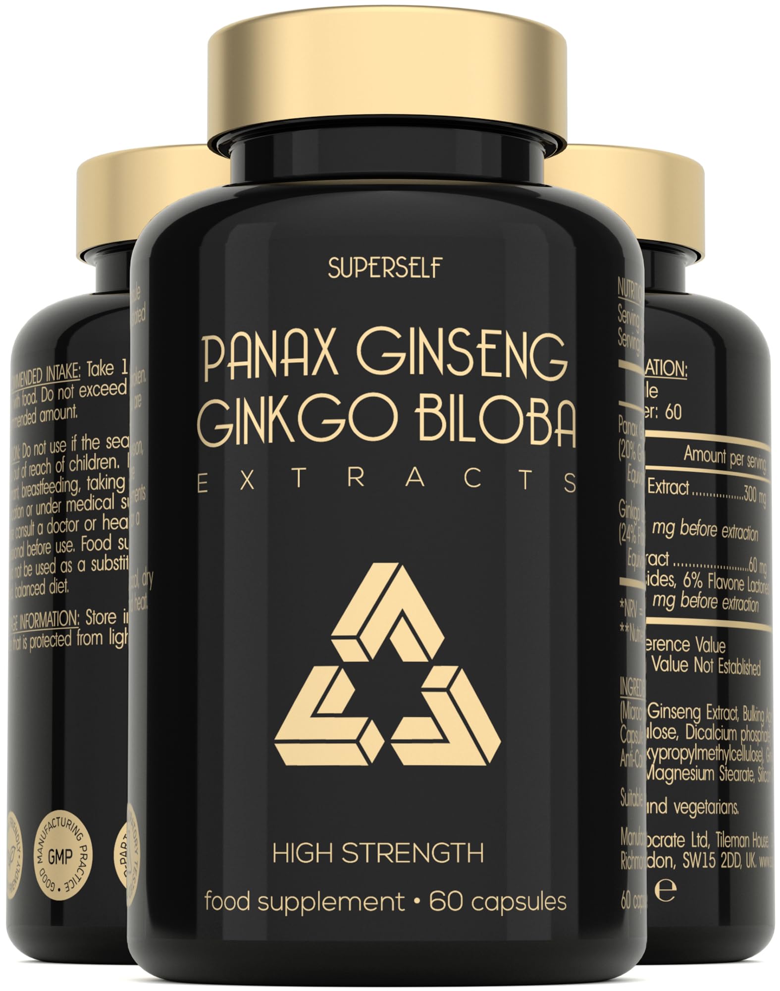Panax Ginseng Capsules High Strength - 6000mg Korean Red Ginseng & Ginkgo Biloba for Natural Energy & Focus - Vegan & UK Made - 60 Tablets One-a-Day - Premium Ginseng Root Supplements for Men & Women