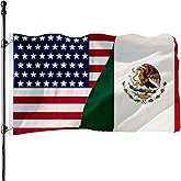 Mexican American Flag 3x5 Ft America Mexico Friendship Flag with 4 Brass Grommets Backyard Lawn Hanging Decor Usa and Mexico Flags for Outdoor Indoor Bedroom Decor