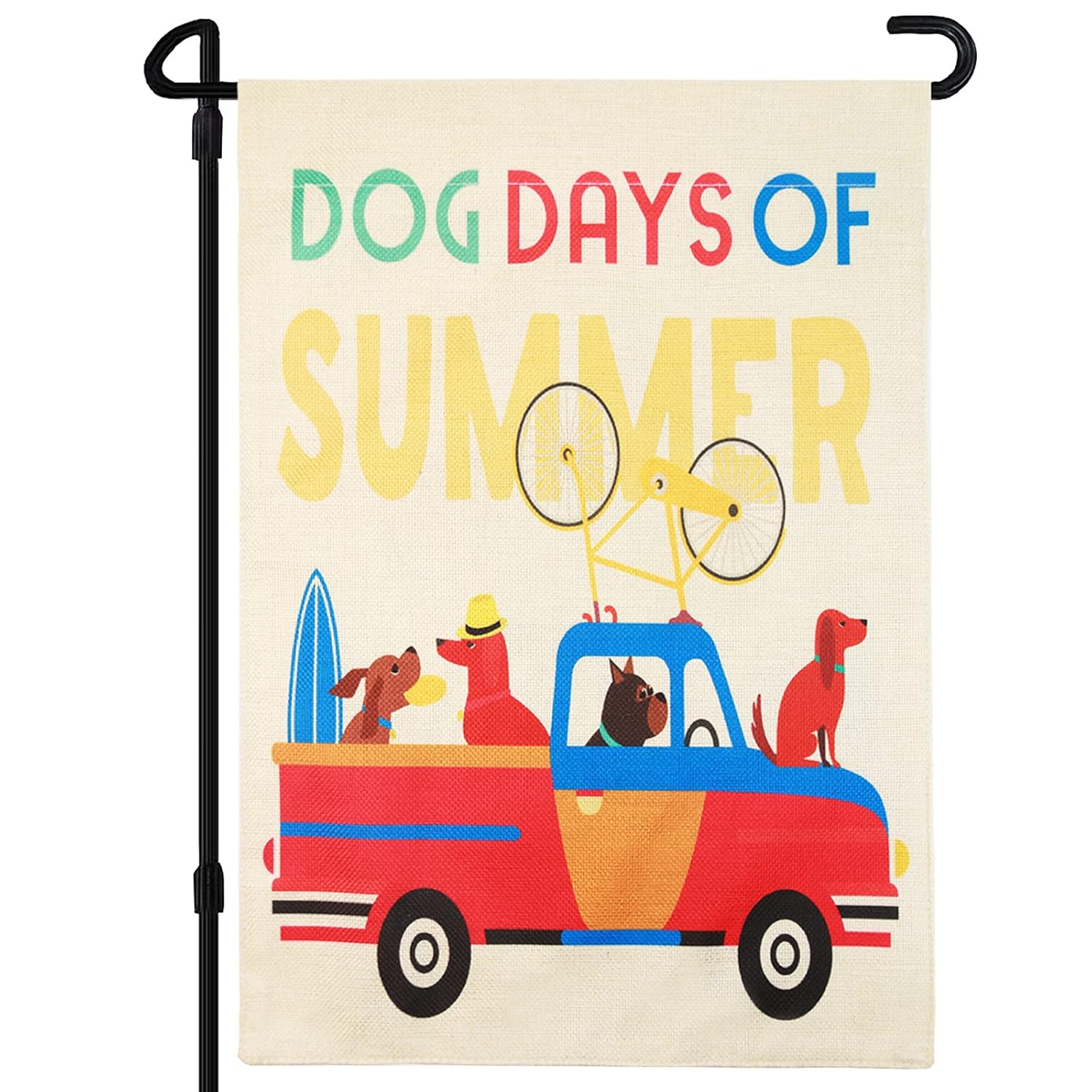 DOSEN HOFUL Small Summer Welcome Garden Flag Sign For Outside Decor Happy Holidays House Dog Garden Flags 12x18 double sided Set Yard Lawn Flag For Holder Stand