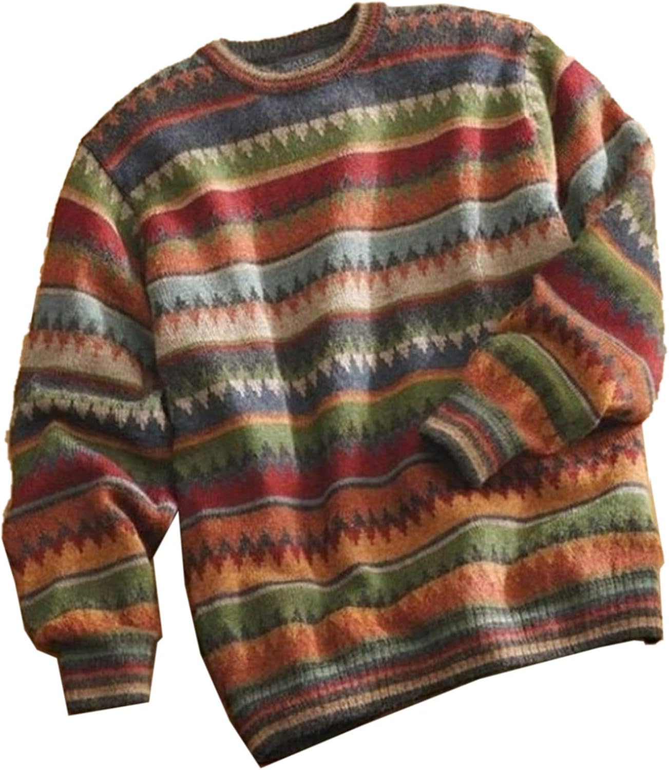 New Sweater Men Stripe Pullover Printed Knitted Tops Long