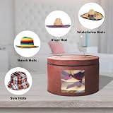 Munskine Brown Modern Round Hat Box - Large Capacity, Dust Proof Lid, Toy view 5