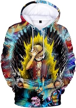 Amazon 女性と子供のためのメンズone Pieceパーカーアニメ3dモンキー D ルフィ日本のアニメコスプレノベルティジャンパーユニセックスルーズ巾着カジュアルトップス Qngt スポーツ アウトドア