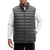 WHN Men's Lightweight Puffer Vest Outerwear Packable Waterproof Warm Quilted Sleeveless Jacket with Pockets Hiking Casual