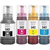 SHUOLEI 542 Ink Compatible Refill Bottle Ink 542 T542 Work for EcoTank Pro ET-5150 ET-5170 ET-5180 ET-5800 ET-5850 ET-5880 ET