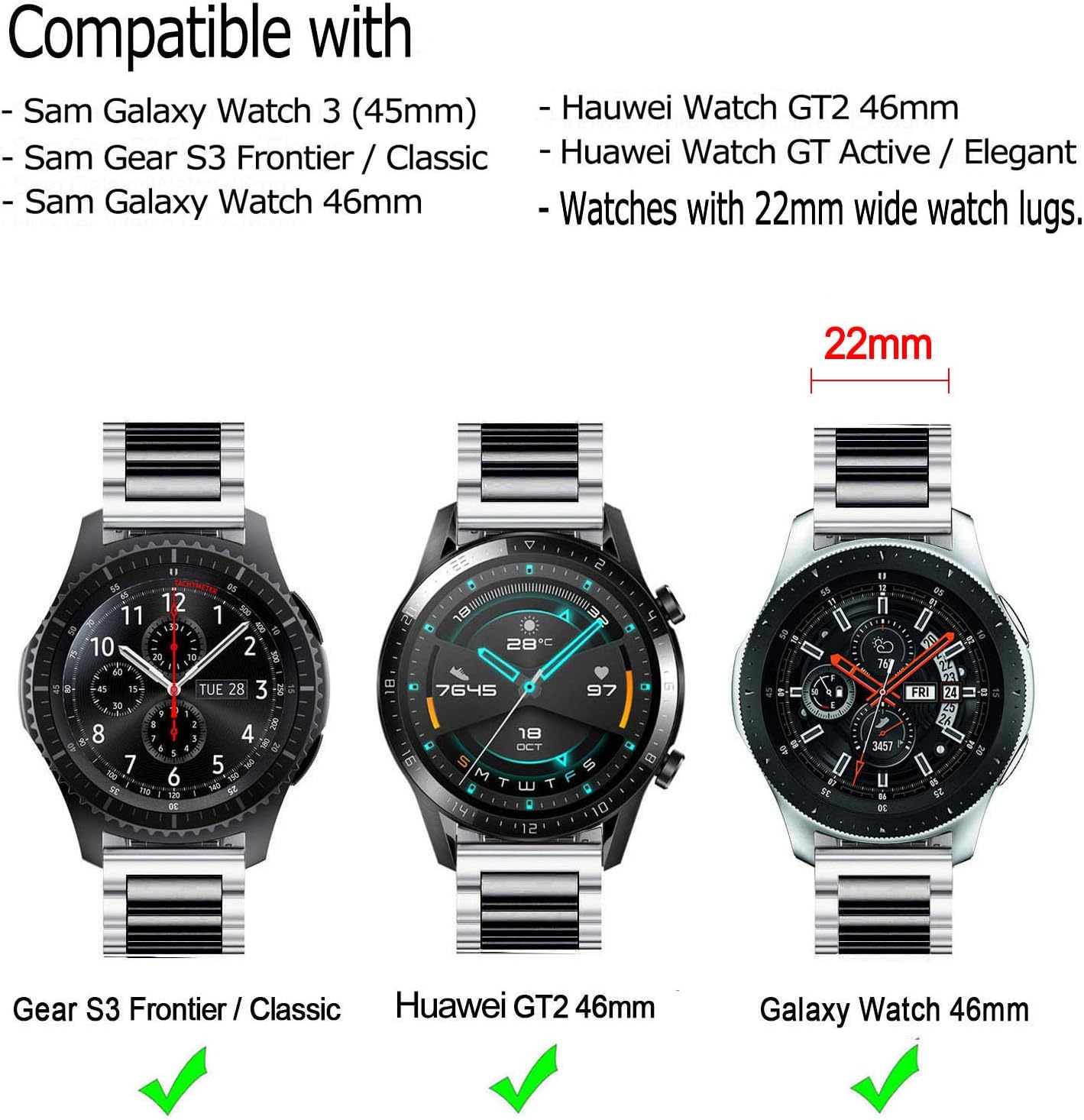 DEALELE Strap Compatible with Samsung Galaxy Watch 46mm / Galaxy 3 45mm - Image 4