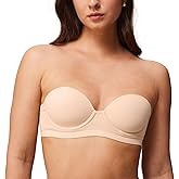 Halobliss Strapless Bras for Women Small Breasted Balconette Demi Underwire Lightly Lined Seamless Bra 32AA-38A