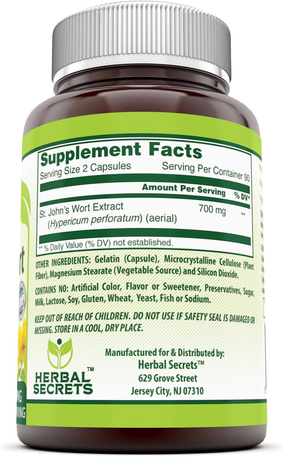 Herbal Secrets St. John's Wort 700 Mg 180 Capsules (Non-GMO) - Supports Feelings of Calm and Relaxation* Helps Maintain a Positive Mood*: Health & Personal Care