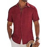 COOFANDY Mens Button Down Short Sleeve Shirt Casual Beach Shirt Summer Vacation Textured Shirts