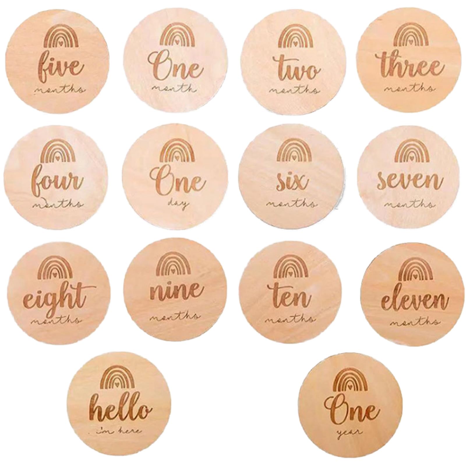 HZZXCH 14 Pieces Wooden Milestone Cards & Baby Gift Sets for Newborn Infants 0-12 Months Baby Shower Growth Recording