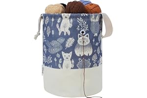 LeCorner Yarn Bag, Large Crochet Bag Organizer, Drawstring Yarn Storage Knitting Bags, Portable Mini Yarn Holder for Crocheting Project, Store Skein Ball, Needles Accessories