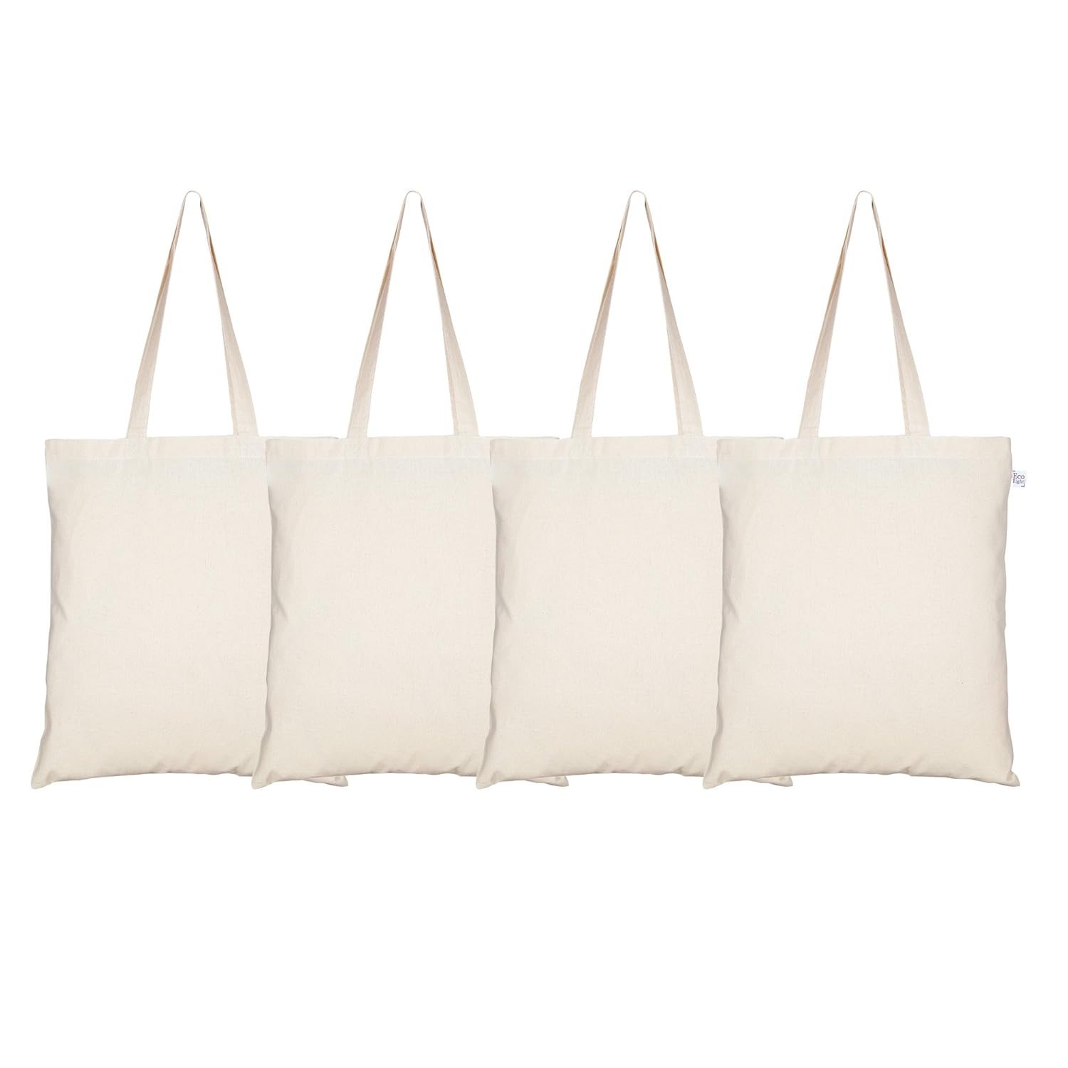 ecoright women's cotton eco-friendly tote bag (beige, 101) - pack of 4