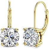 Blahanna Moissanite Earrings,1.0ct-2.0ct D Color Brilliant Round Cut Earring 18K White Gold Plated Sterling Silver Dangle Earrings Moissanite Leverback Drop Earring s