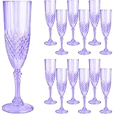 CHICERA 12 Pcs Purple Plastic Champagne Flutes，Purple Champagne Glasses Bulk, Made of Durable Plastic Material Can be Used for Weddings, Everyday Fun Parties and More!