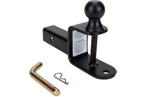 Camco Black Boar ATV/UTV Multi-Hitch – 2” Hitch Ball, 2” Shank, 6” Long – 2” Rise, 2,000 lb Capacity – Winch Strap Loop & 5/8” Pin Hole – Powder-Coated Steel (66025)