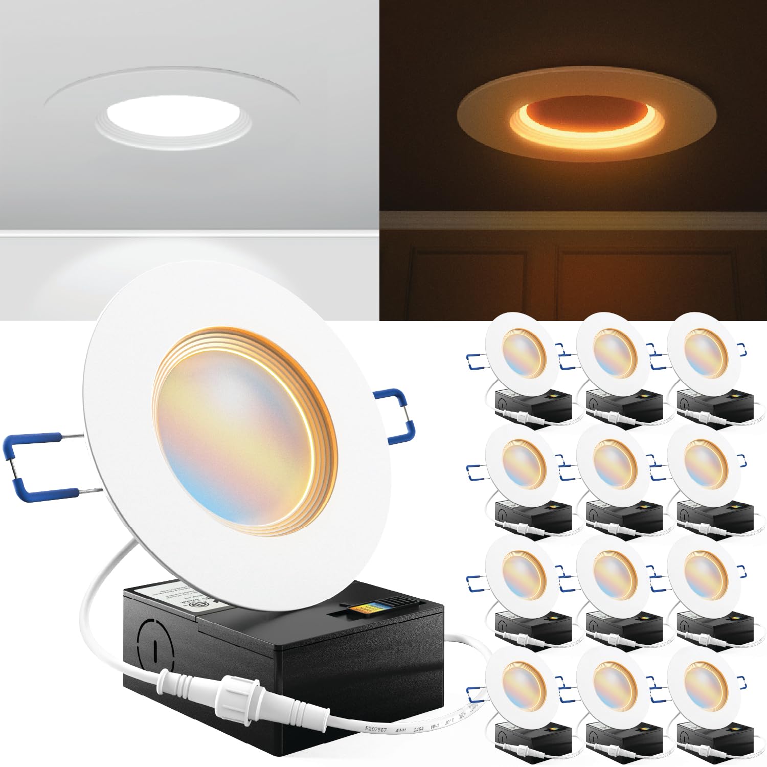 Photo 1 of ***MISSING 6*** Sunco 12 Pack 10W 4 Inch LED Recessed Lighting Slim Baffle Retrofit Night Light for Indoor Living Dining Room Bedroom, 600 Lumens, Selectable CCT 2700K/3000K/4000K/5000K/6000K, Dimmable, AC120V - ETL