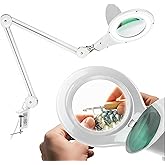 Brightech LightView PRO Magnifying Desk Lamp, 2.25x Light Magnifier, Adjustable Magnifying Glass with Light for Crafts, Reading, Close Work - White
