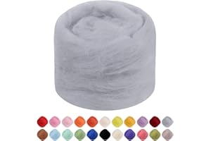 JeogYong Needle Felting Wool, 1.76oz Wool Roving Chunky Wool Yarn, Grey Wool Roving Yarn for Needle Felting, Wet Felting, Felting Projects, DIY Crafts
