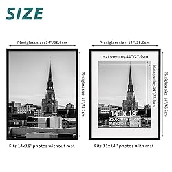 Hoikwo 14x18 Black Picture Frame, Display Pictures